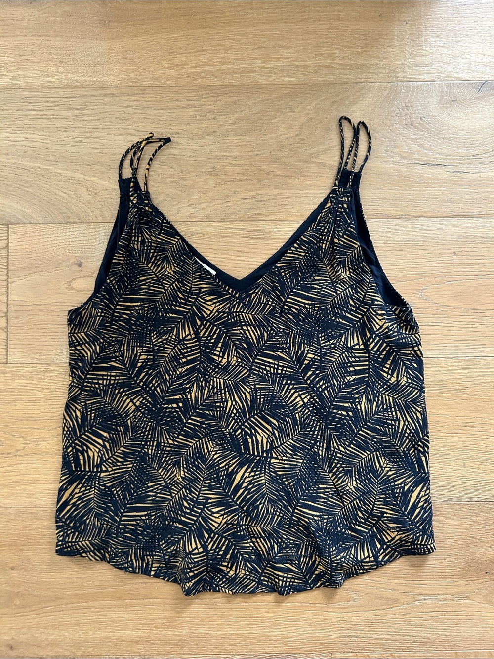 Gentle Fawn Black and Tan Palm-Leaf V-Neck Cami